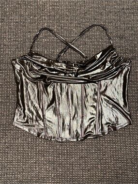 Sincerely Jules Metallic Silver Cowl Neck Camisole